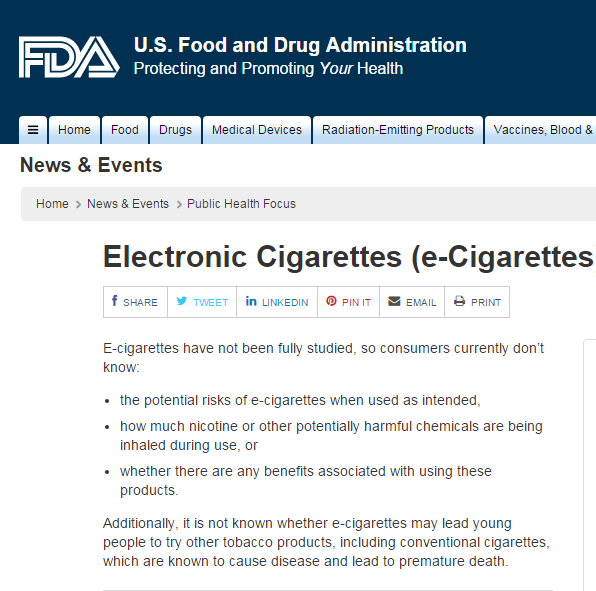 Thông tin lỗi thời trên trang chủ của FDA